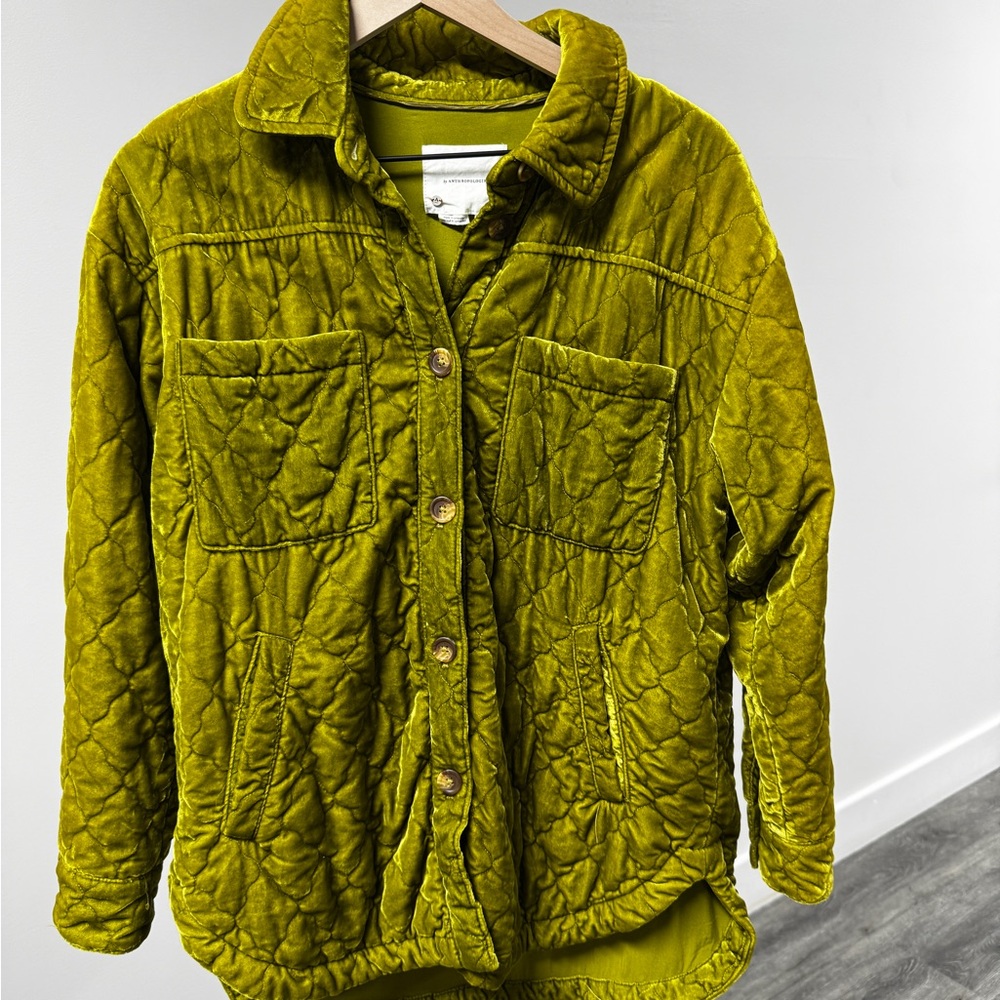 Anthropologie Quilted Jacket in Olive Green